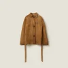 Dove Gray Leather Jacket | Miu Miu
