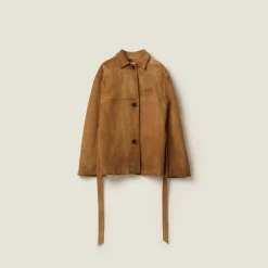 Dove Gray Leather Jacket | Miu Miu
