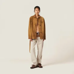 Dove Gray Leather Jacket | Miu Miu