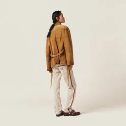 Dove Gray Leather Jacket | Miu Miu
