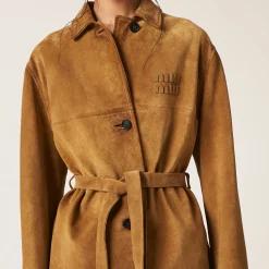 Dove Gray Leather Jacket | Miu Miu