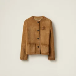 Dove Gray Suede Jacket | Miu Miu