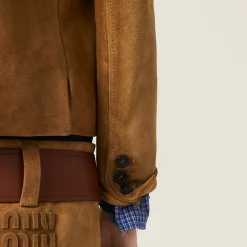 Dove Gray Suede Jacket | Miu Miu