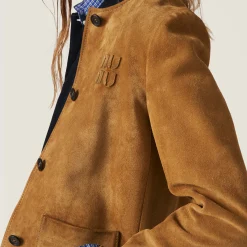 Dove Gray Suede Jacket | Miu Miu