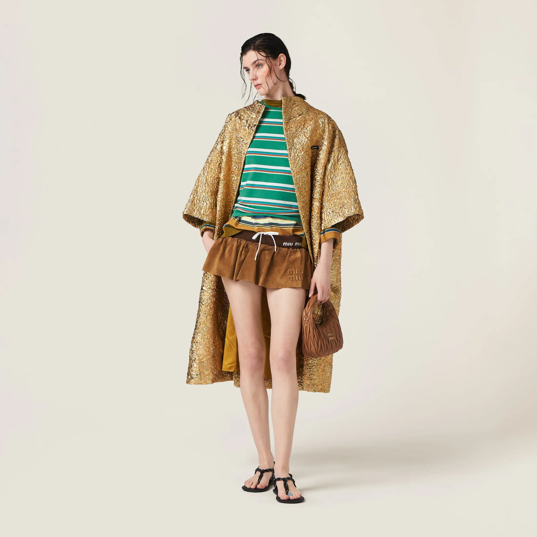 Dove Gray Suede Nappa Leather Skirt | Miu Miu