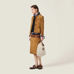 Dove Gray Suede Skirt | Miu Miu
