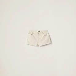 Ecru Ecru Denim Shorts | Miu Miu