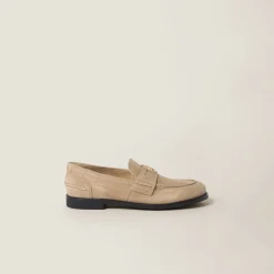 Ecru Faded Suede Loafers | Miu Miu