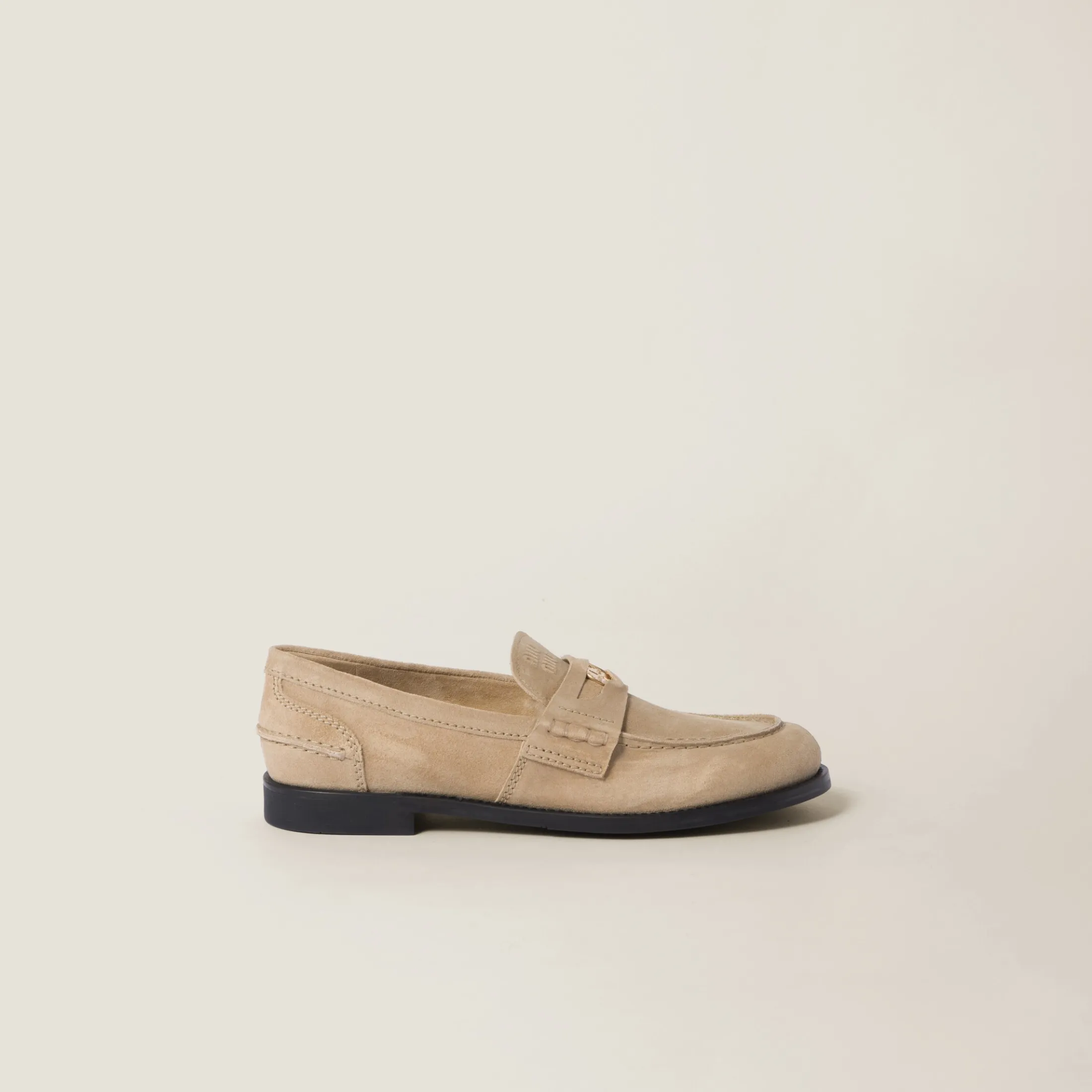Ecru Faded Suede Loafers | Miu Miu