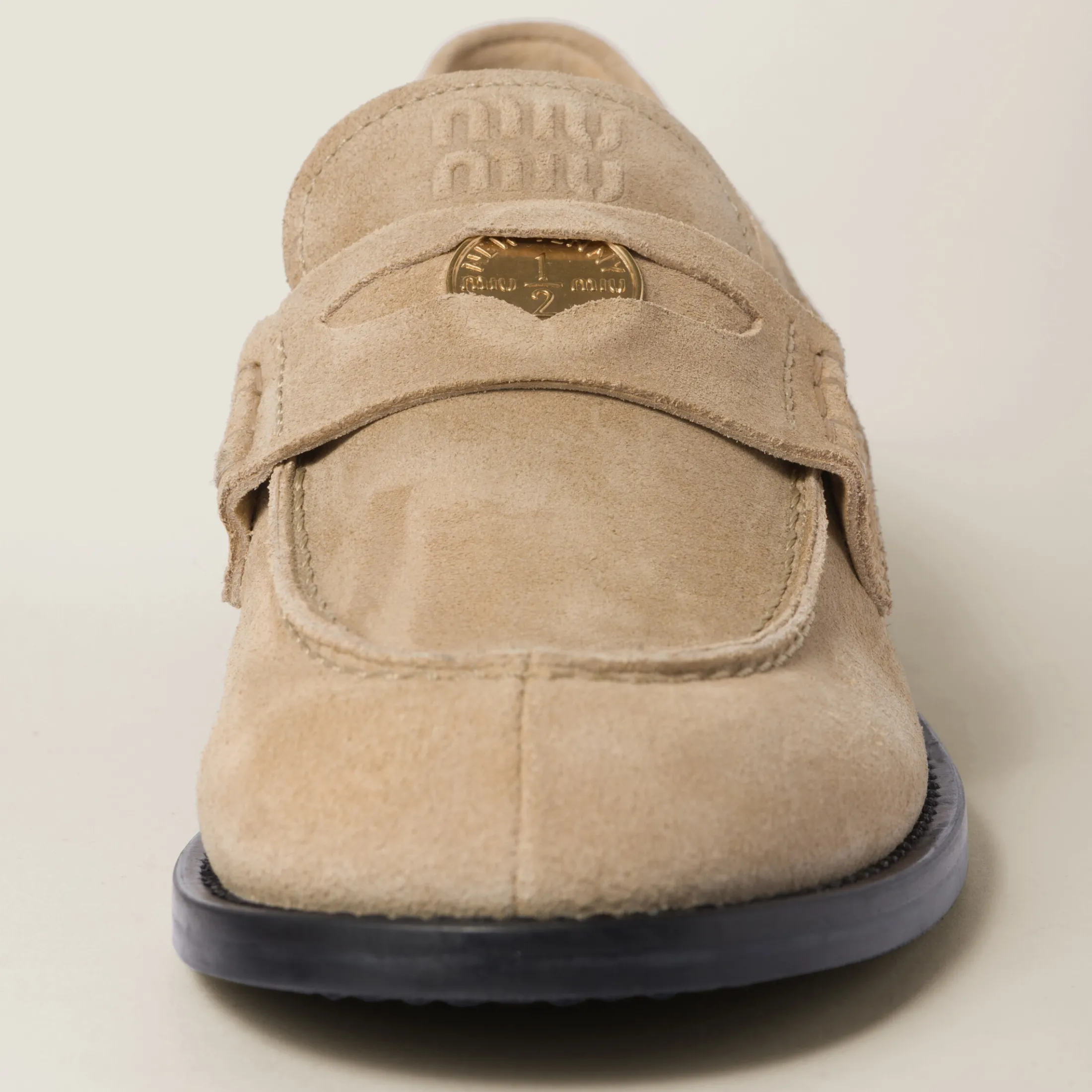 Ecru Faded Suede Loafers | Miu Miu