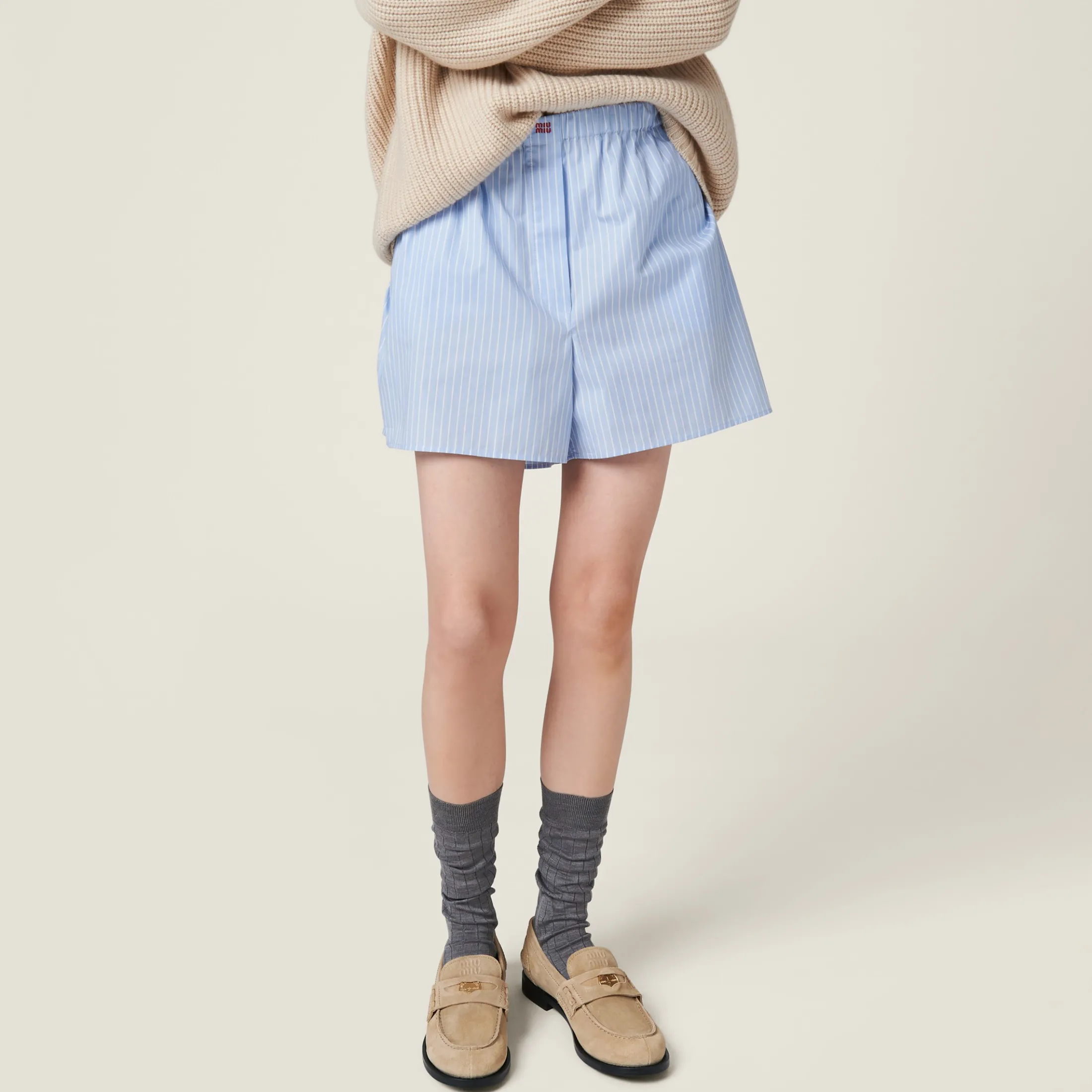 Ecru Faded Suede Loafers | Miu Miu