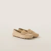 Ecru Suede Driving Shoes | Miu Miu