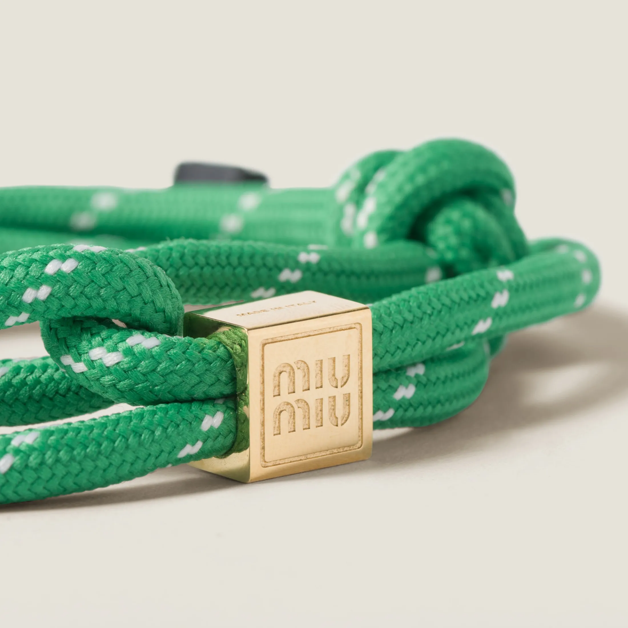 Emerald Green Cord And Nylon Bracelet | Miu Miu