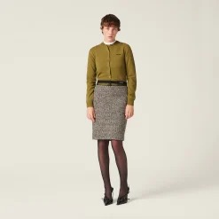 Fern Green Cashmere Knit Cardigan | Miu Miu