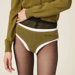 Fern Green Cashmere Panties | Miu Miu