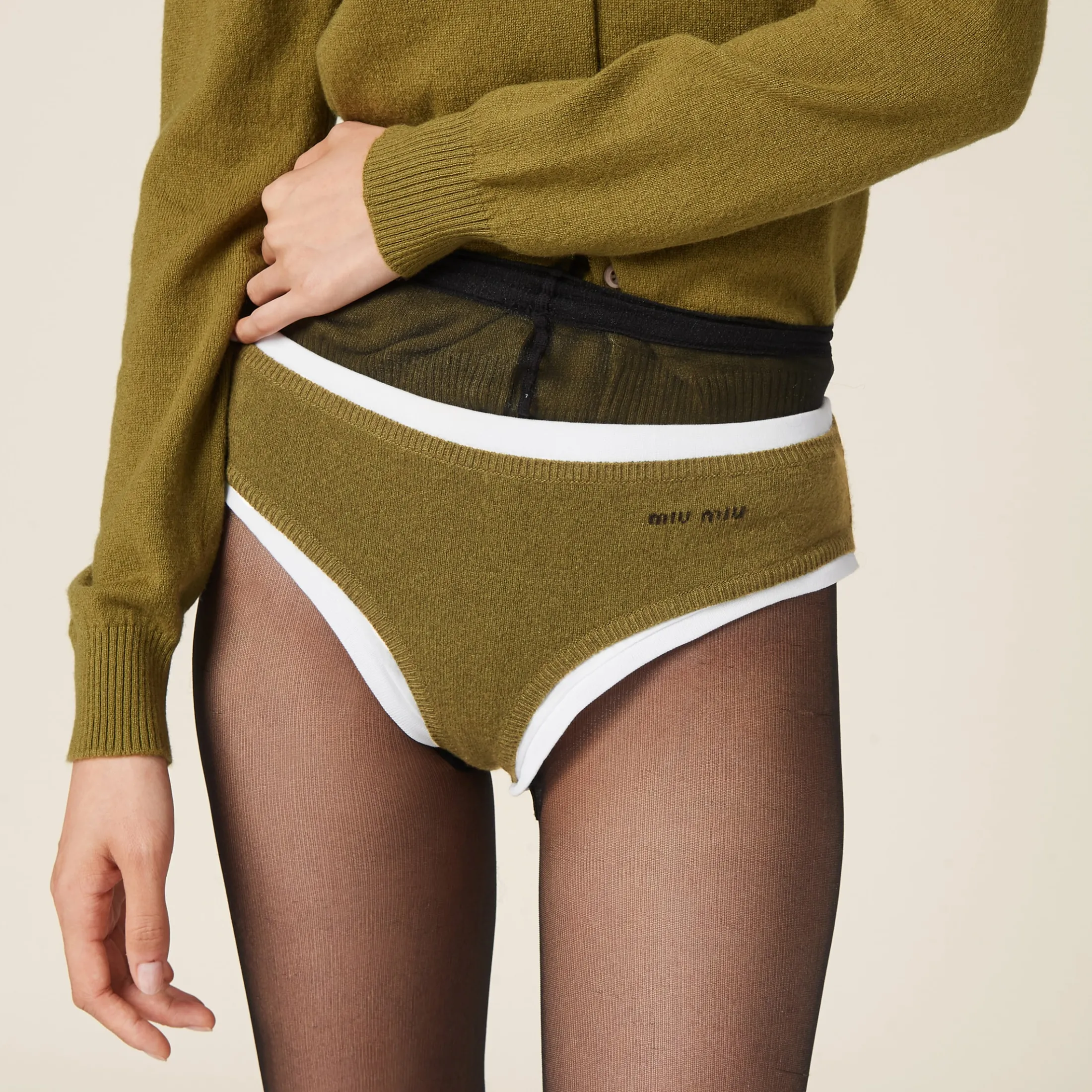 Fern Green Cashmere Panties | Miu Miu
