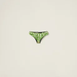 Fern Green Embroidered Silk And Wool Panties | Miu Miu