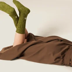 Fern Green Wool And Cashmere Socks | Miu Miu