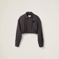 Garnet Gingham Check Blouson Jacket | Miu Miu