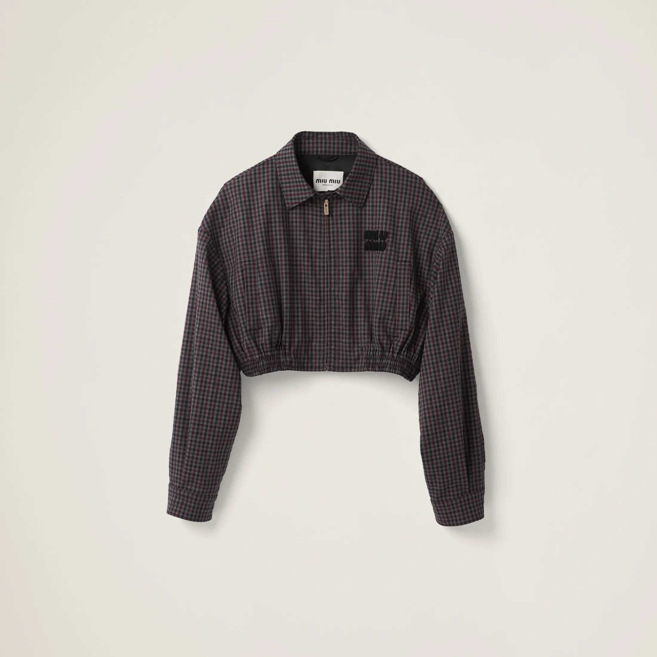 Garnet Gingham Check Blouson Jacket | Miu Miu