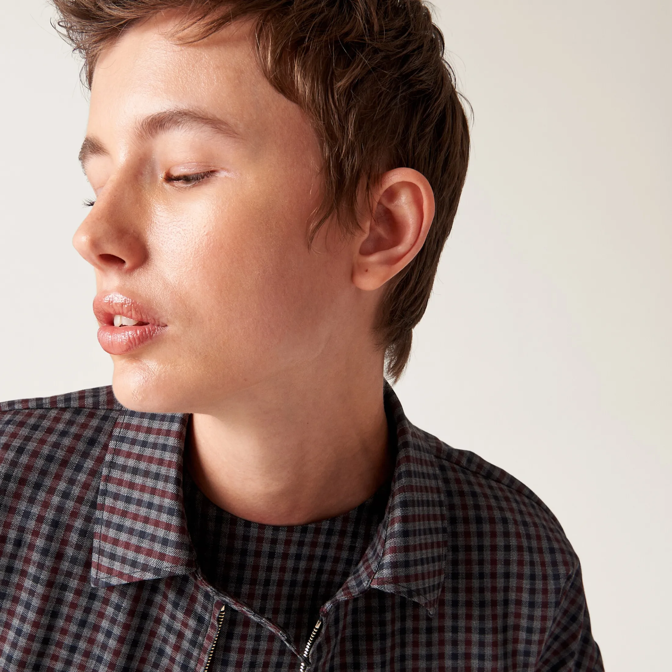 Garnet Gingham Check Blouson Jacket | Miu Miu