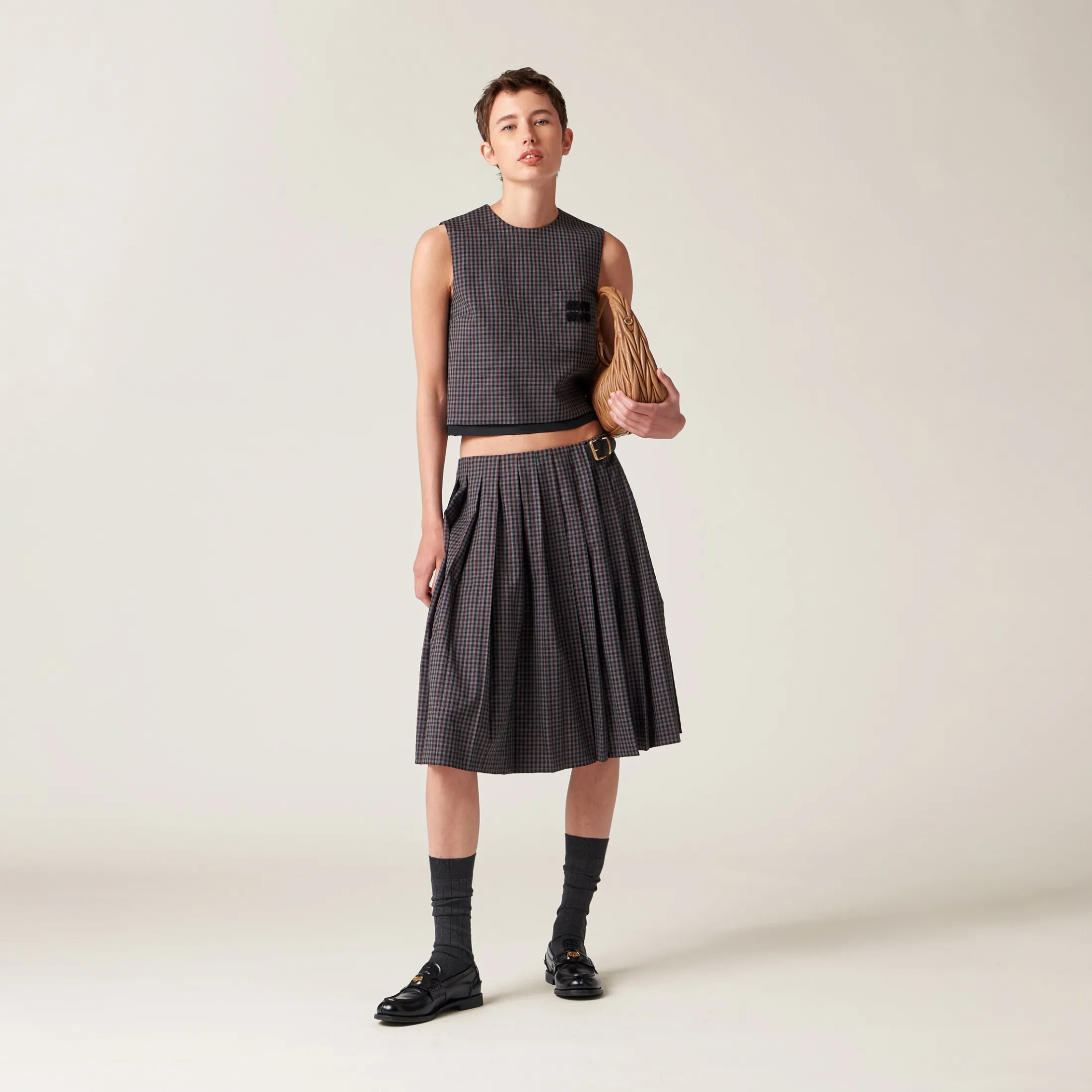 Garnet Gingham Check Top | Miu Miu