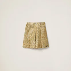 Gold Cloquet Lamé Jacquard Skirt | Miu Miu