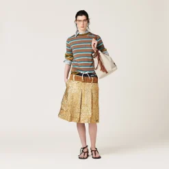 Gold Cloquet Lamé Jacquard Skirt | Miu Miu