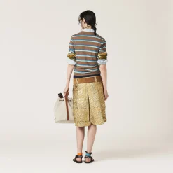 Gold Cloquet Lamé Jacquard Skirt | Miu Miu