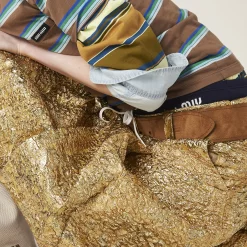 Gold Cloquet Lamé Jacquard Skirt | Miu Miu
