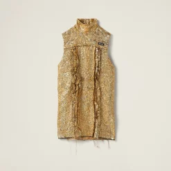Gold Lamé Cloquet Mini-dress | Miu Miu