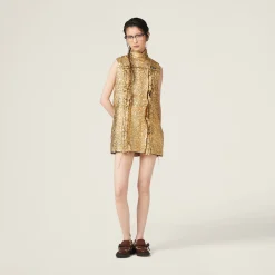 Gold Lamé Cloquet Mini-dress | Miu Miu