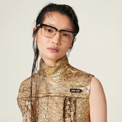 Gold Lamé Cloquet Mini-dress | Miu Miu