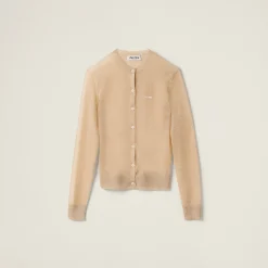 Gold Lamé Knit Cardigan | Miu Miu