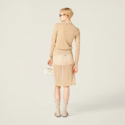 Gold Lamé Knit Cardigan | Miu Miu