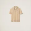 Gold Lamé Knit Polo Shirt | Miu Miu
