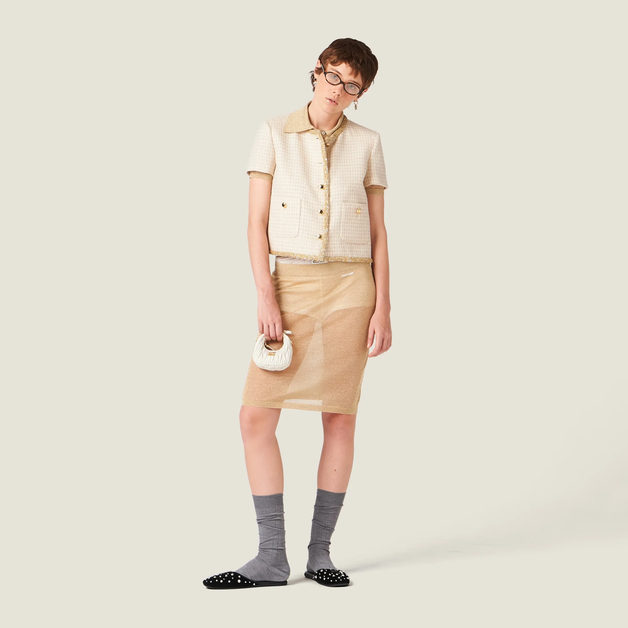 Gold Lamé Skirt | Miu Miu