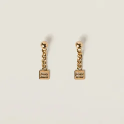 Gold Metal Earrings | Miu Miu