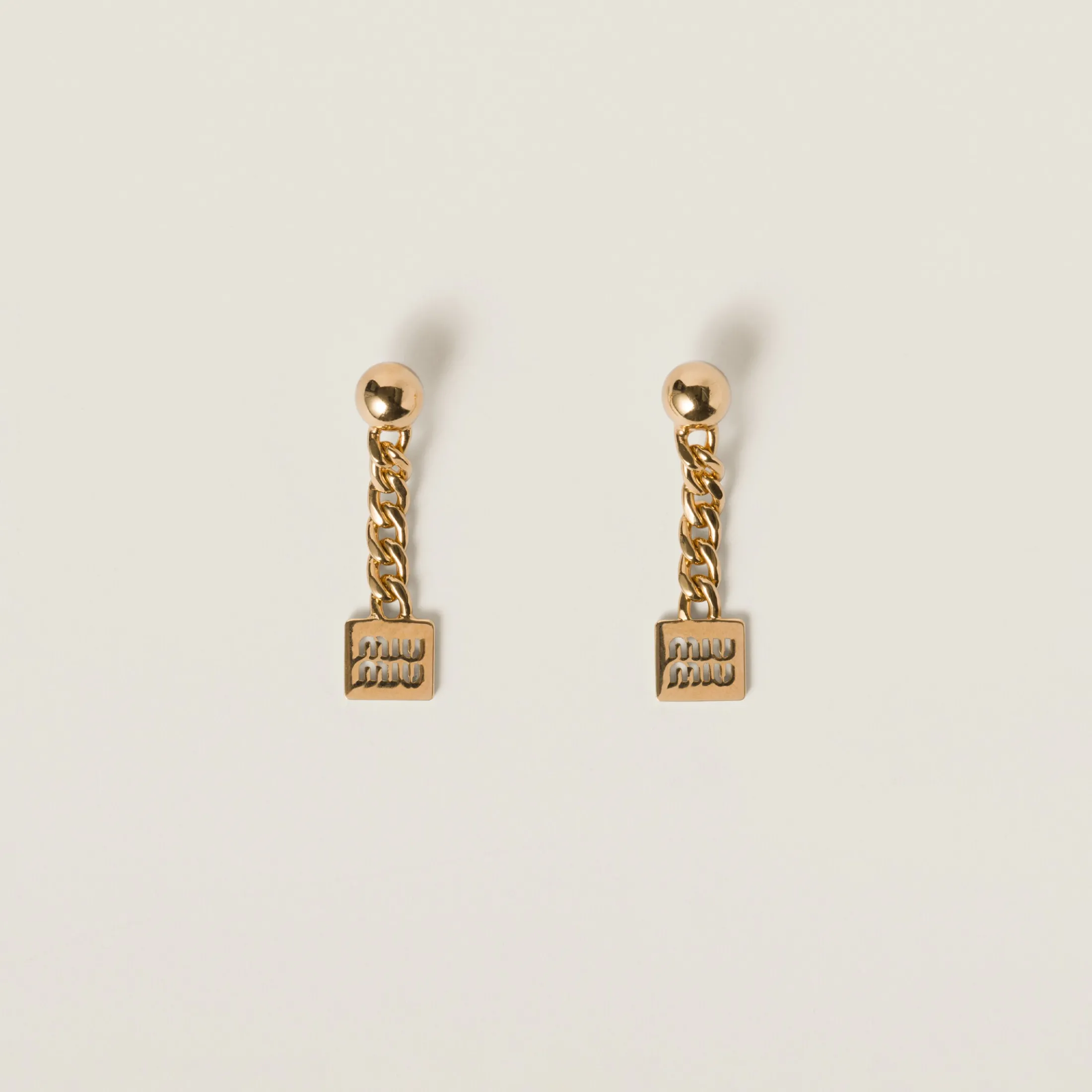 Gold Metal Earrings | Miu Miu