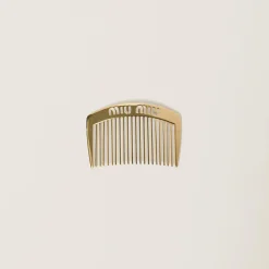 Gold Metal Hair Comb | Miu Miu