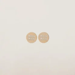 Gold Miu Logo Earrings | Miu Miu