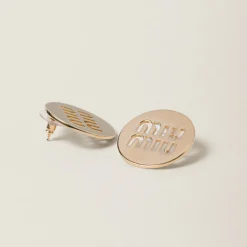 Gold Miu Logo Earrings | Miu Miu