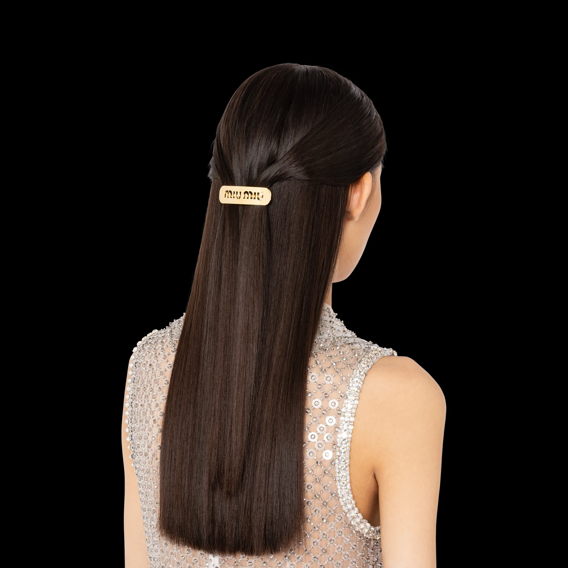 Gold Miu Logo Hair Clip | Miu Miu