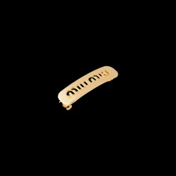 Gold Miu Logo Hair Clip | Miu Miu