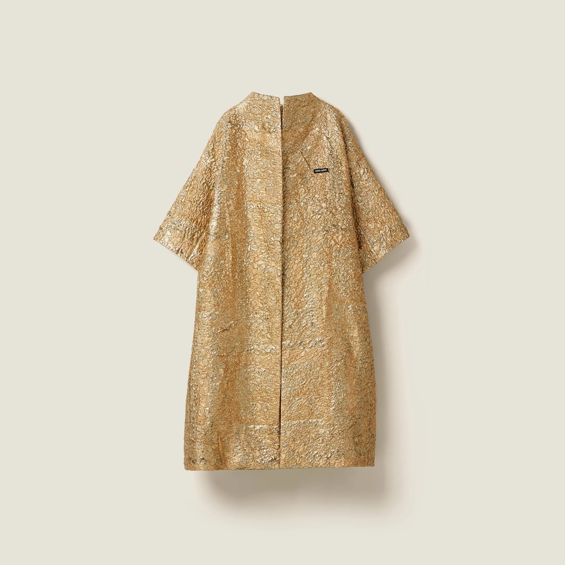 Gold Single-breasted Lamé Cloquet Jacquard Cape | Miu Miu