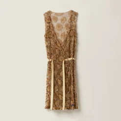 Gold Tulle Dress With Floral Embroidery | Miu Miu