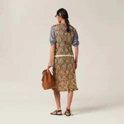 Gold Tulle Dress With Floral Embroidery | Miu Miu