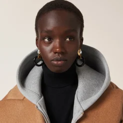 Gold/black/crystal Plexiglas And Metal Earrings | Miu Miu