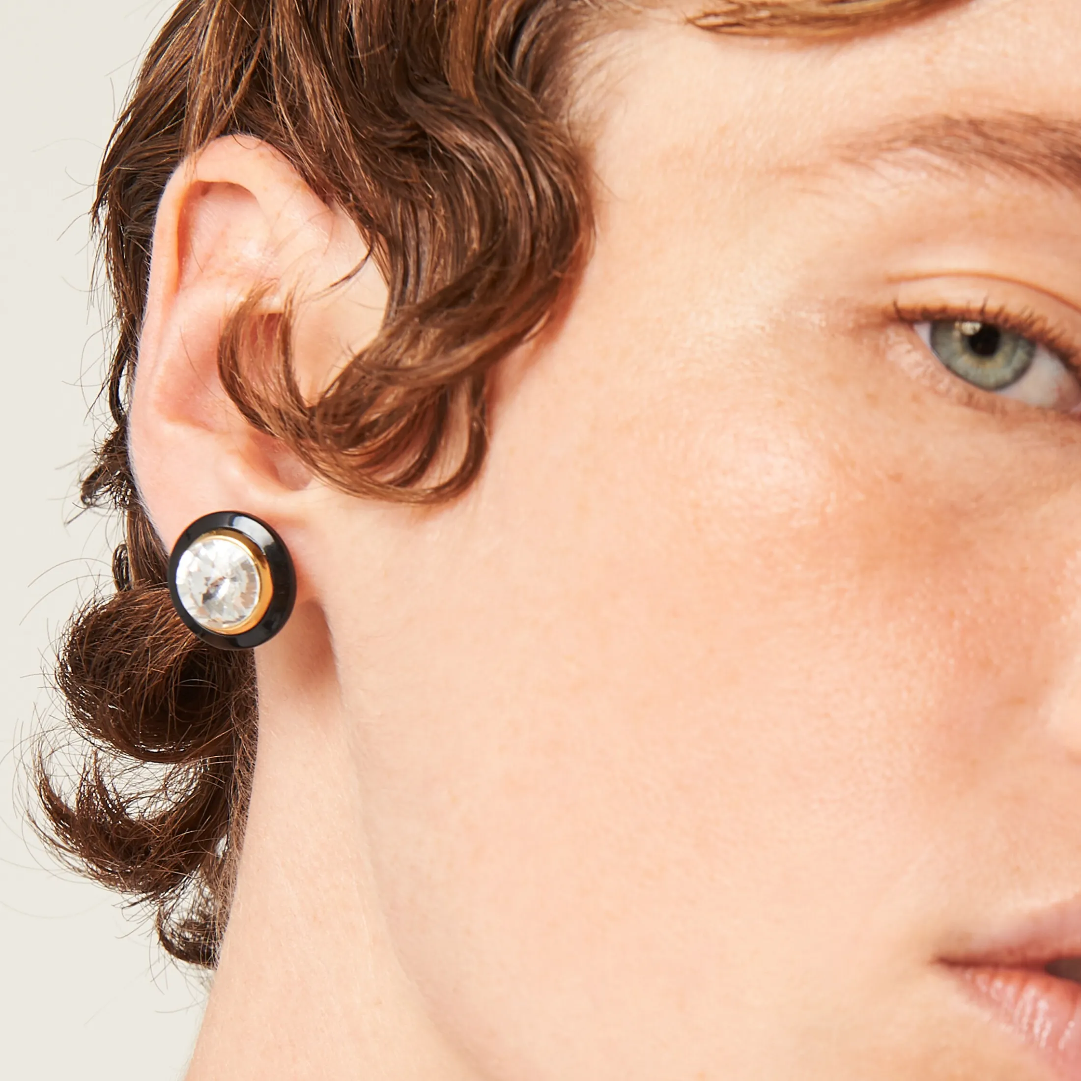 Gold/black/crystal Plexiglas And Metal Earrings | Miu Miu