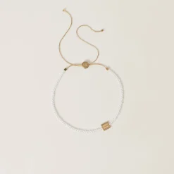 Gold/cream Metal Choker With Artificial Pearls | Miu Miu